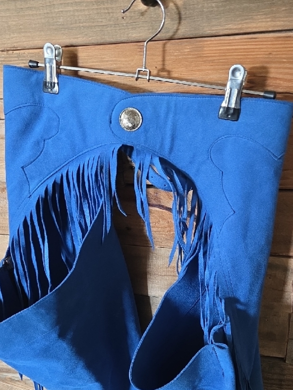 Blue Fringe Women's Jeans Chaps - Picture 2 of 3